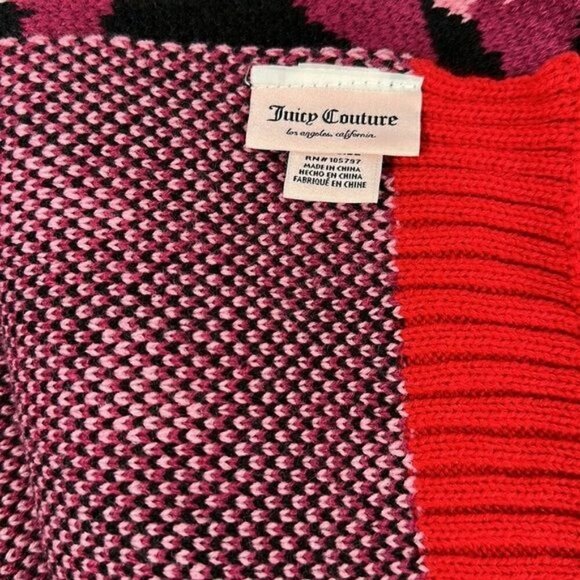 Juicy By Juicy Couture Animal Oblong Cold Weather Scarf NEW NWT pink red black - Picture 10 of 11